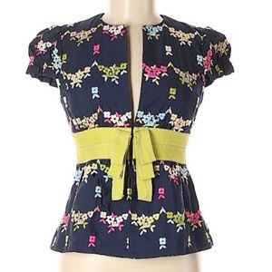 Nanette Lepore floral belted short sleeve jacket